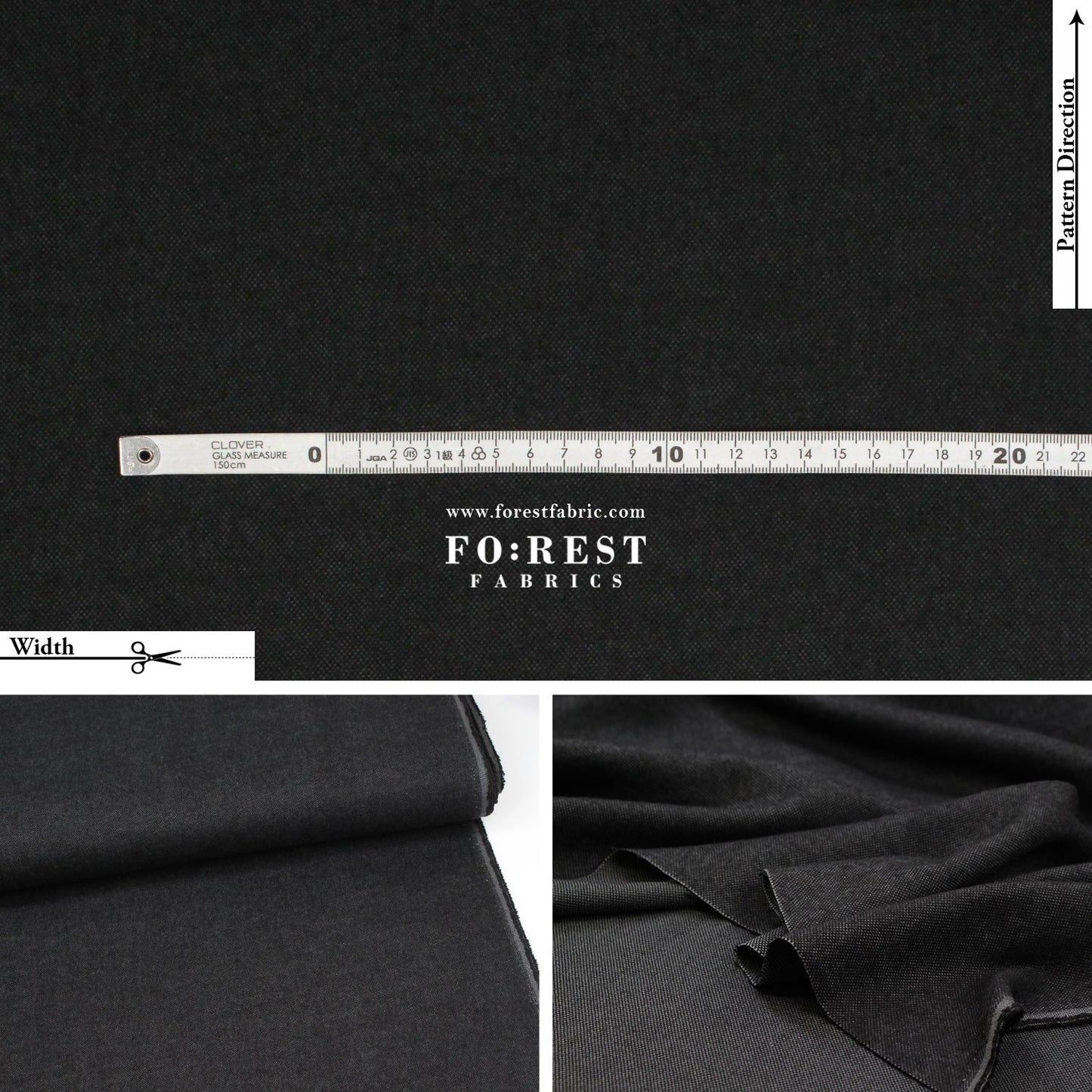 Seawool - Black - FO:REST Fabric 布恩堂Liberty fabrictana lawnjapanese fabricykk zipper