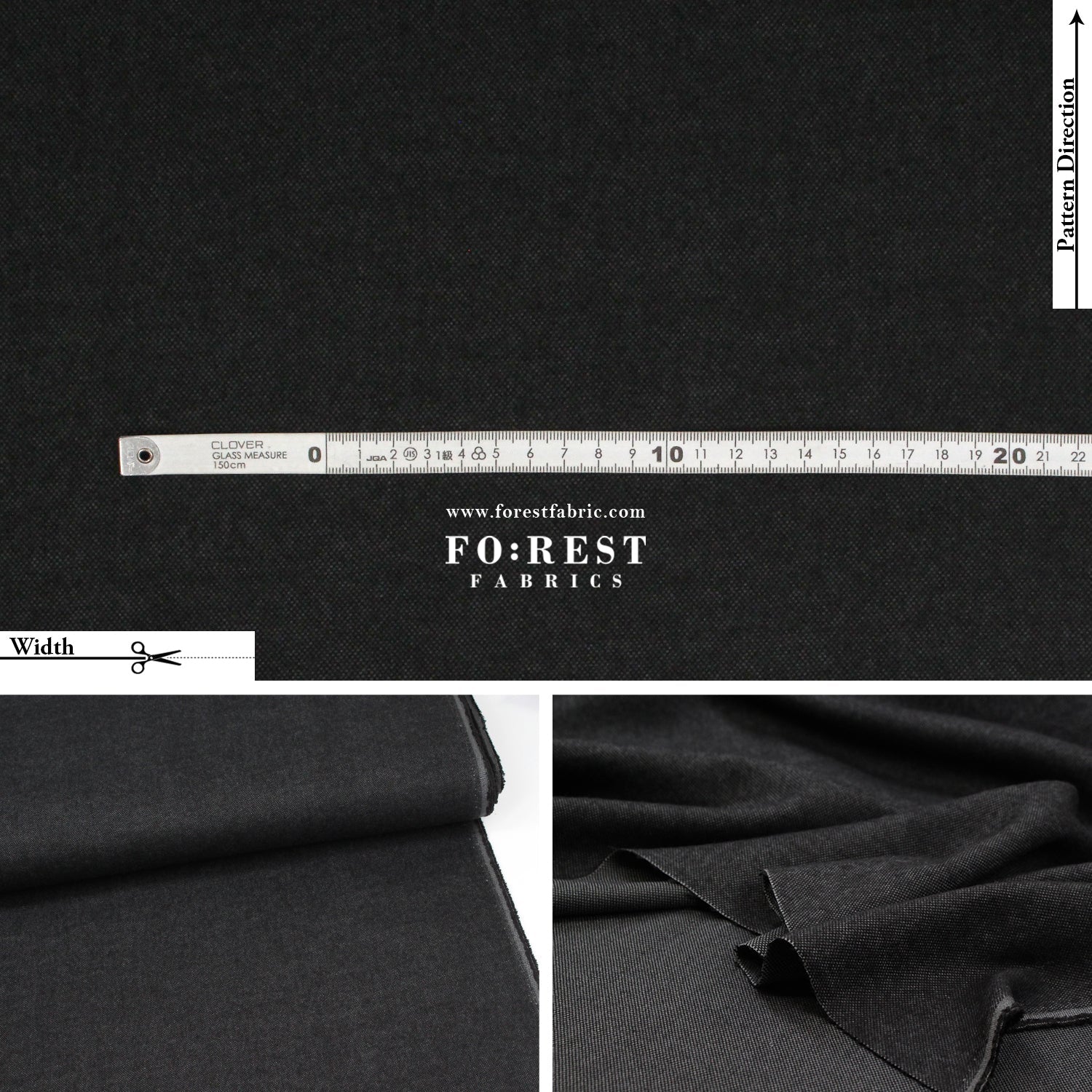 Seawool - Black - FO:REST Fabric 布恩堂Liberty fabrictana lawnjapanese fabricykk zipper