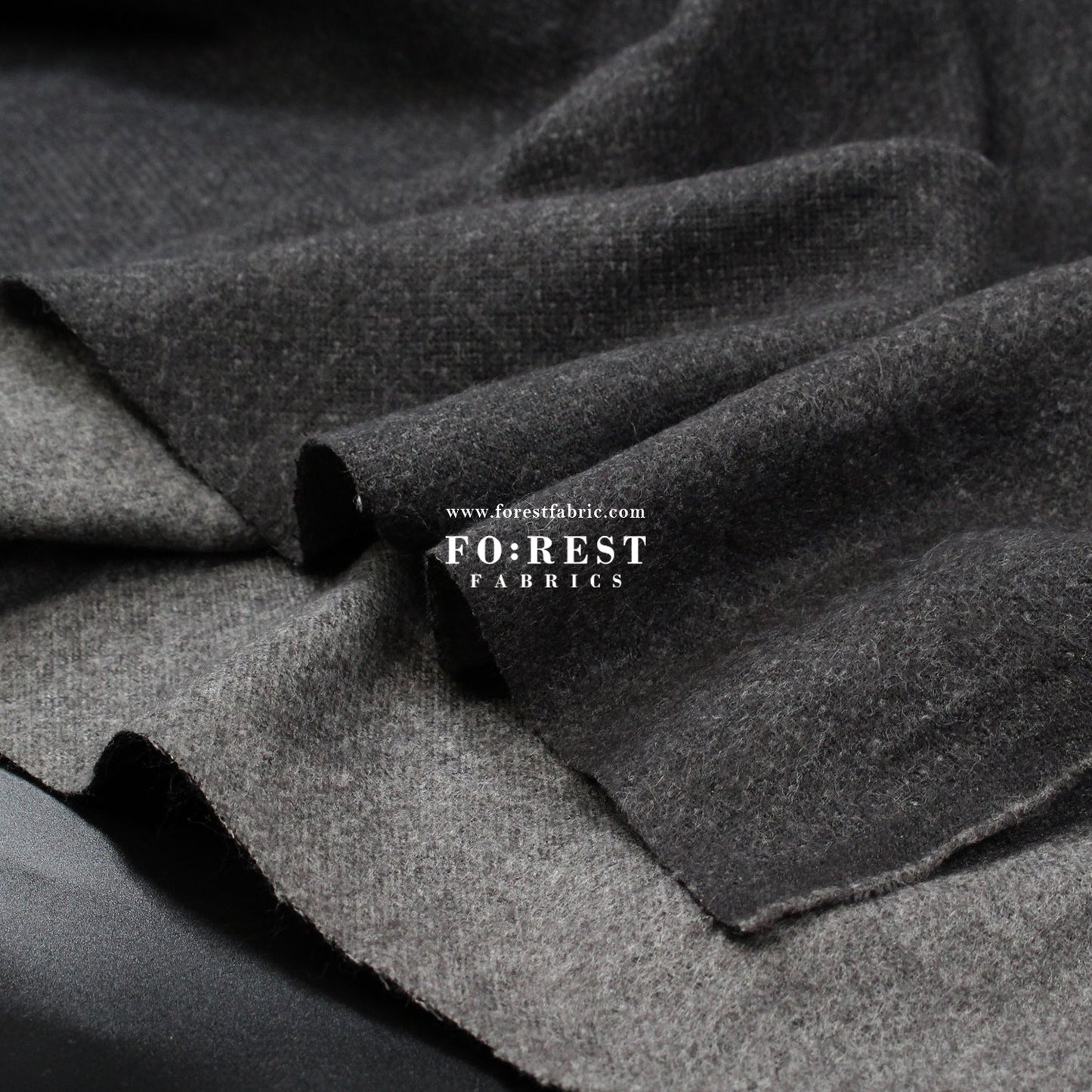 Seawool - Melton Black - FO:REST Fabric 布恩堂Liberty fabrictana lawnjapanese fabricykk zipper