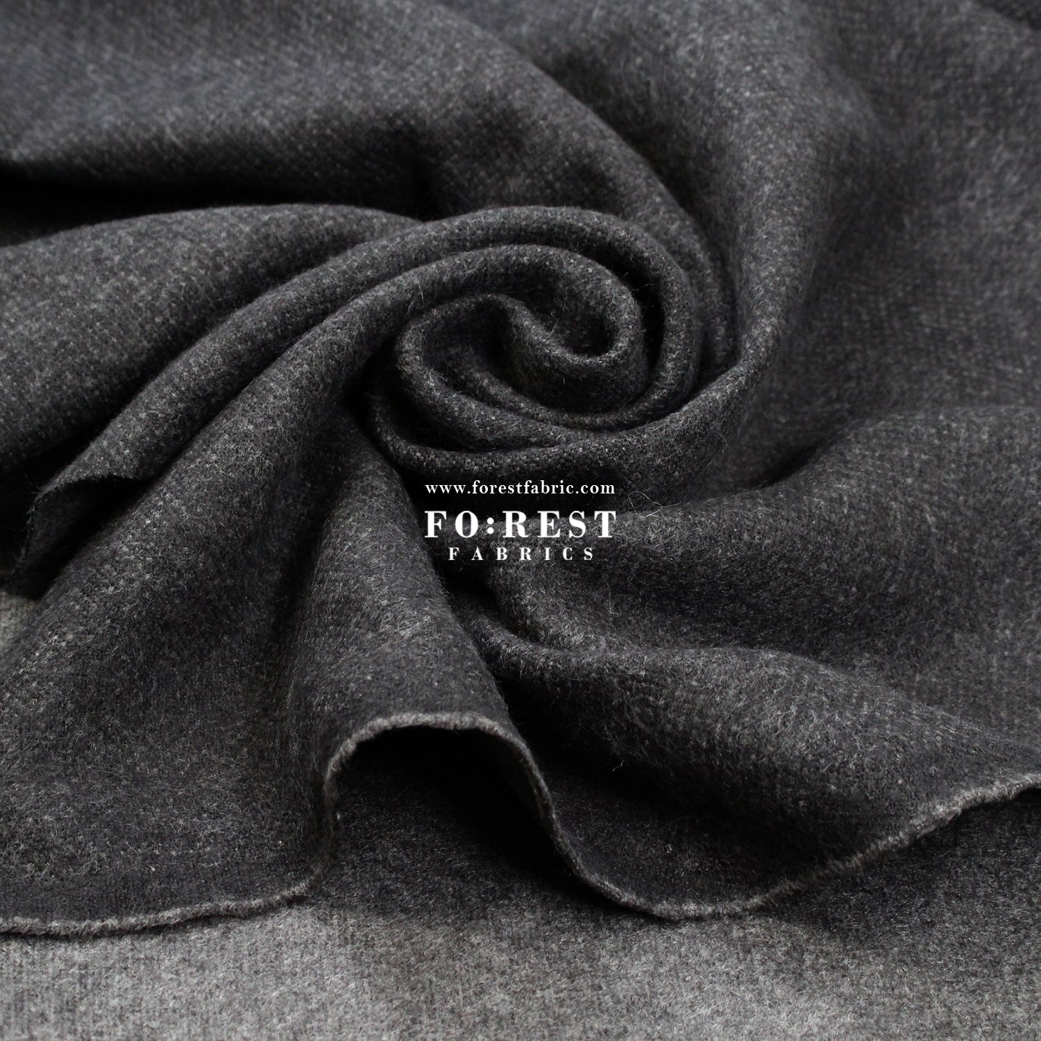Seawool - Melton Black - FO:REST Fabric 布恩堂Liberty fabrictana lawnjapanese fabricykk zipper