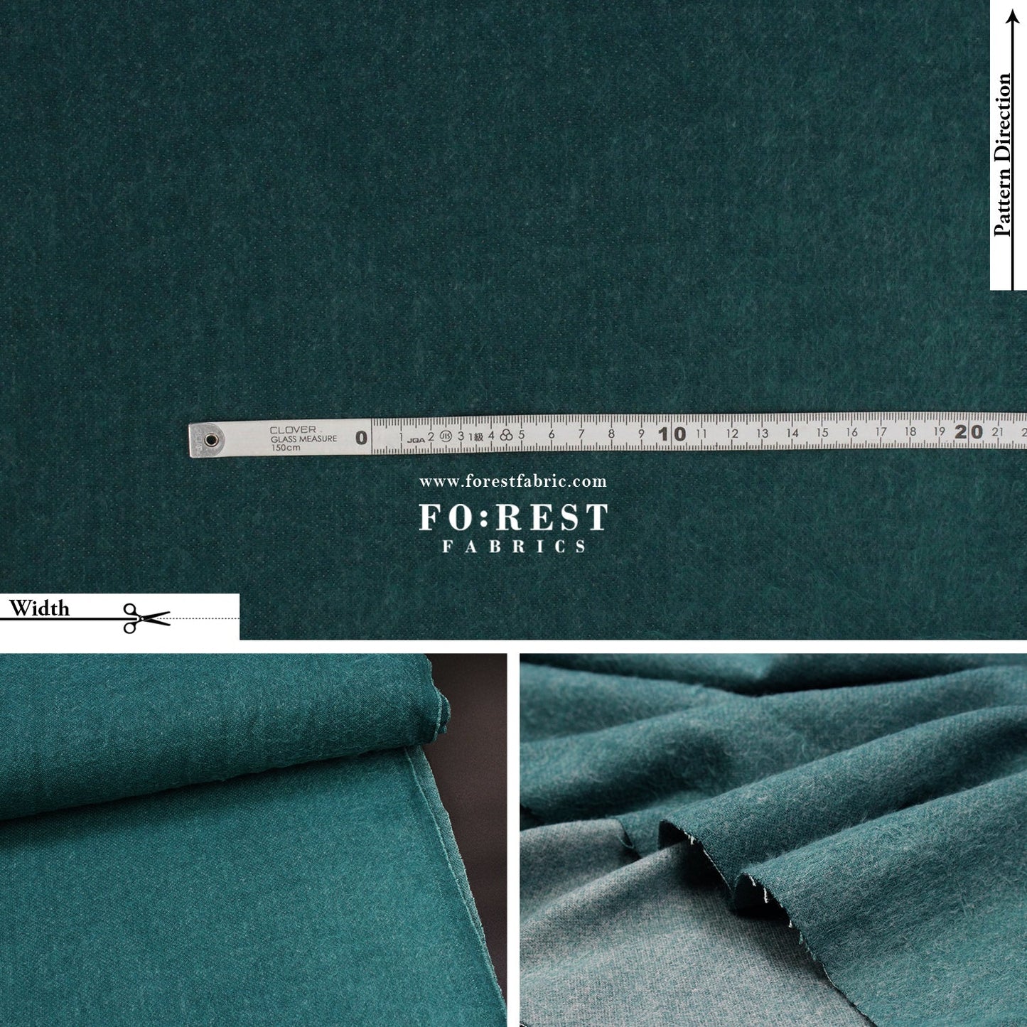 Seawool - Melton Teal - FO:REST Fabric 布恩堂Liberty fabrictana lawnjapanese fabricykk zipper