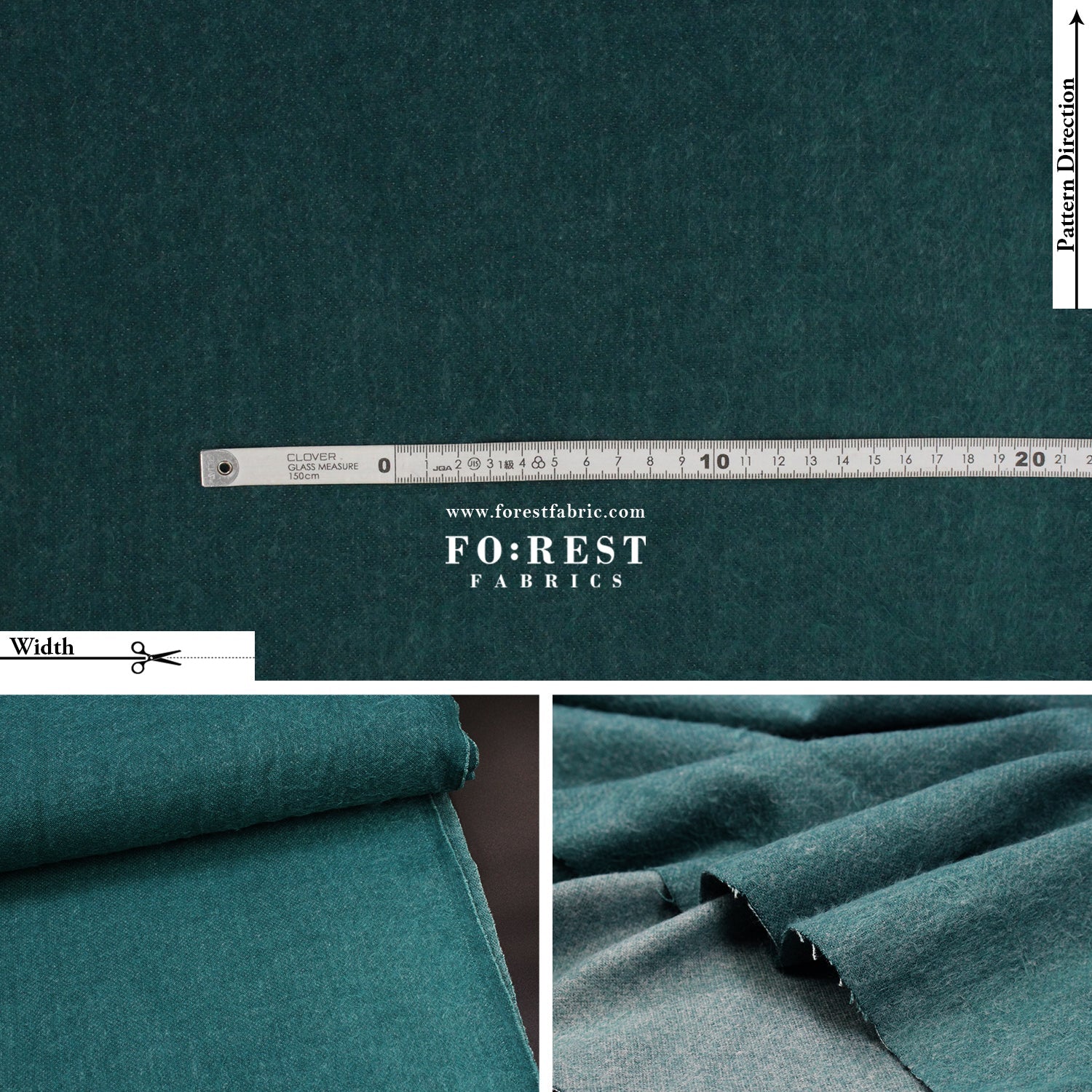 Seawool - Melton Teal - FO:REST Fabric 布恩堂Liberty fabrictana lawnjapanese fabricykk zipper