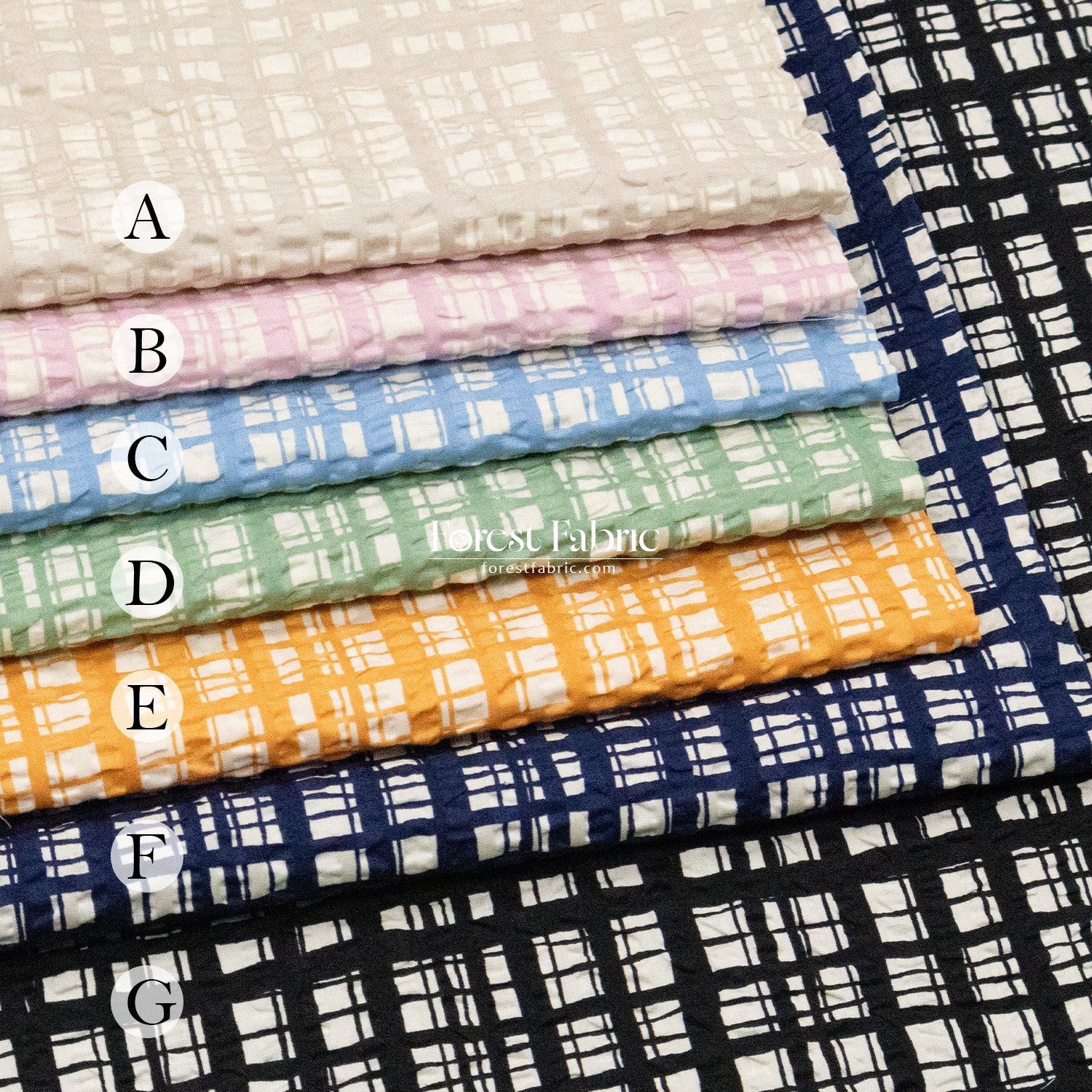 Seersucker cotton - Checkered fabric - FO:REST Fabric 布恩堂Liberty fabrictana lawnjapanese fabricykk zipper