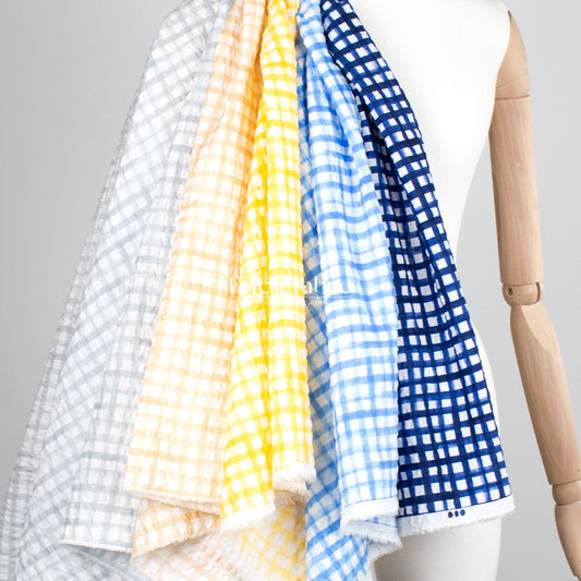Seersucker cotton - Checkered fabric - FO:REST Fabric 布恩堂Liberty fabrictana lawnjapanese fabricykk zipper
