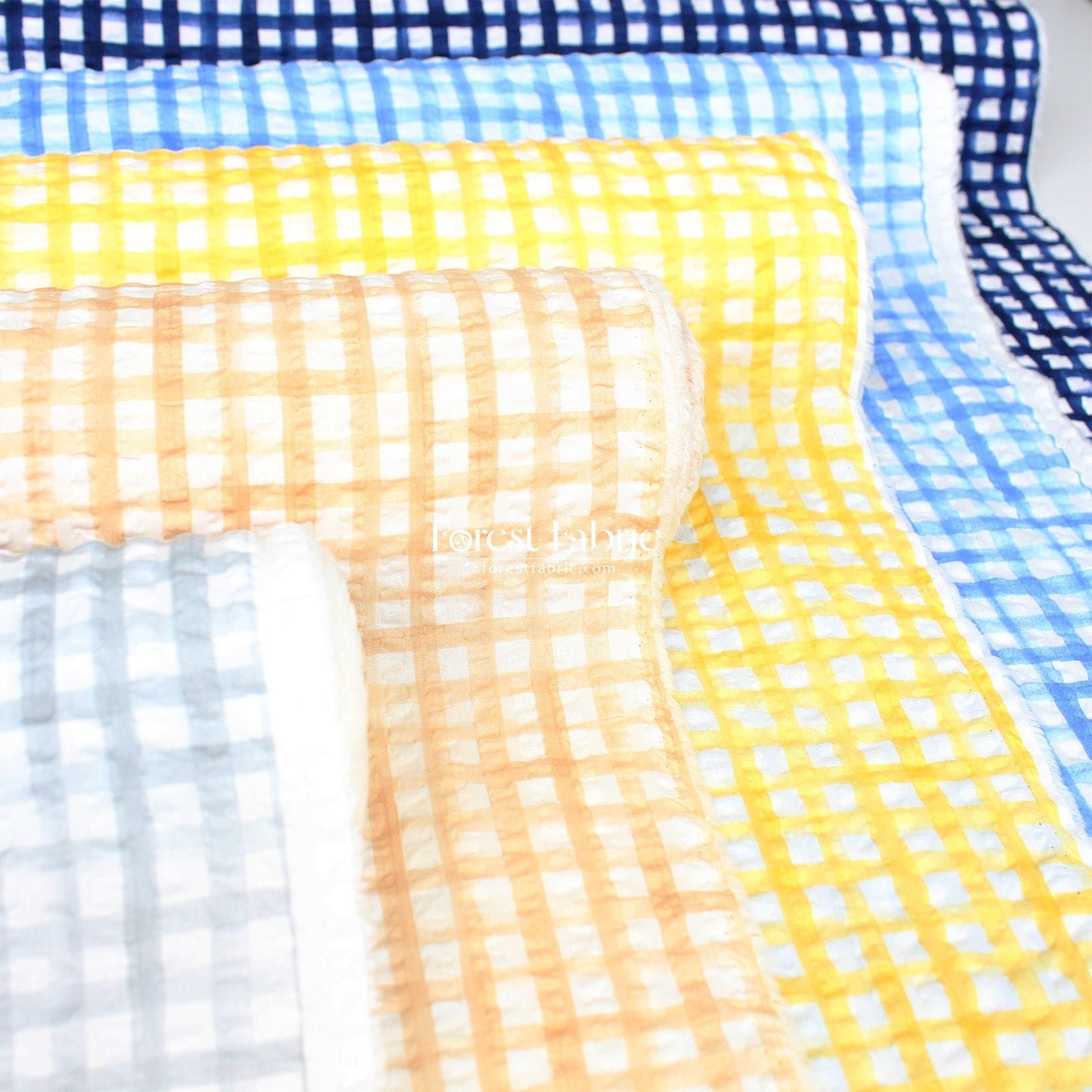 Seersucker cotton - Checkered fabric - FO:REST Fabric 布恩堂Liberty fabrictana lawnjapanese fabricykk zipper