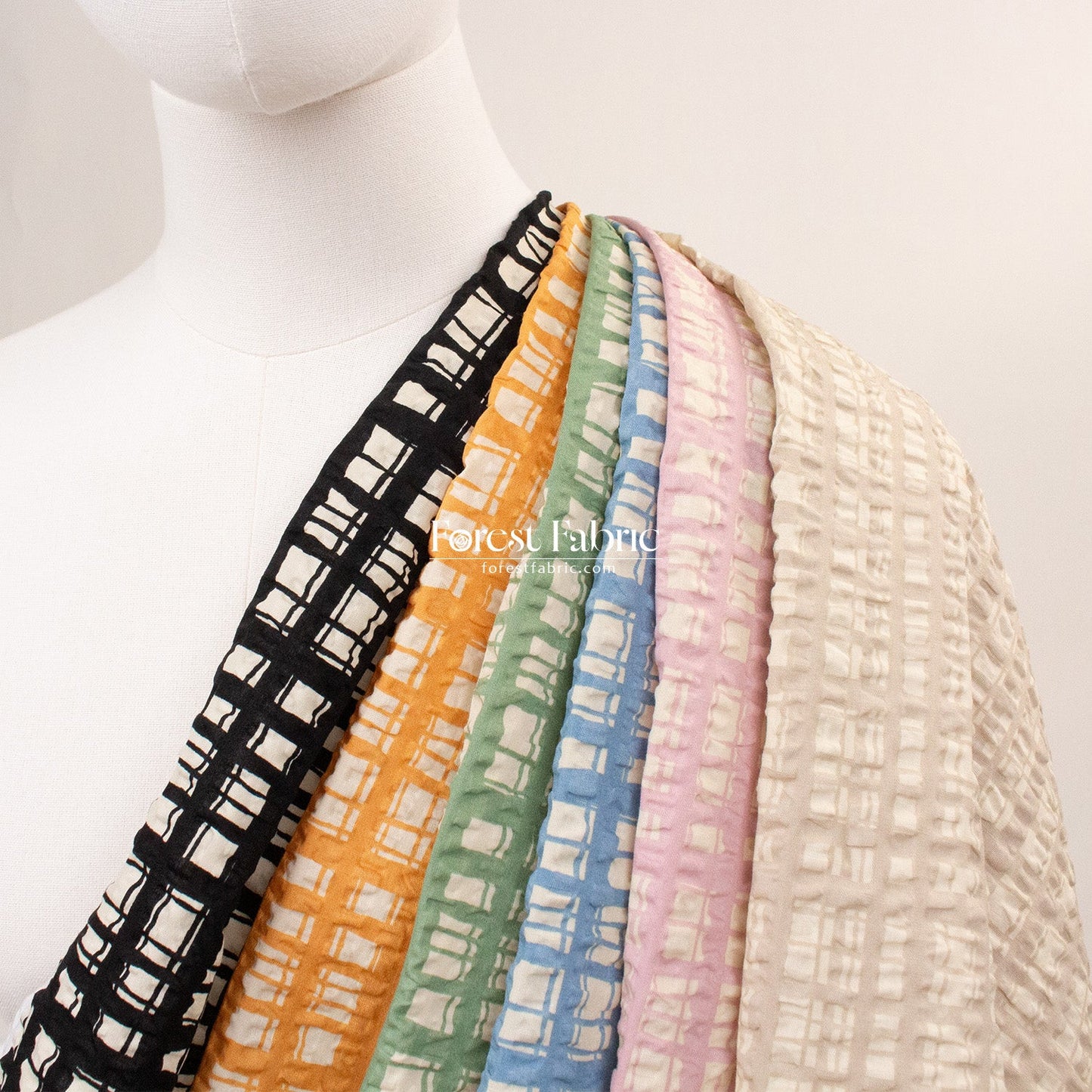Seersucker cotton - Checkered fabric - FO:REST Fabric 布恩堂Liberty fabrictana lawnjapanese fabricykk zipper
