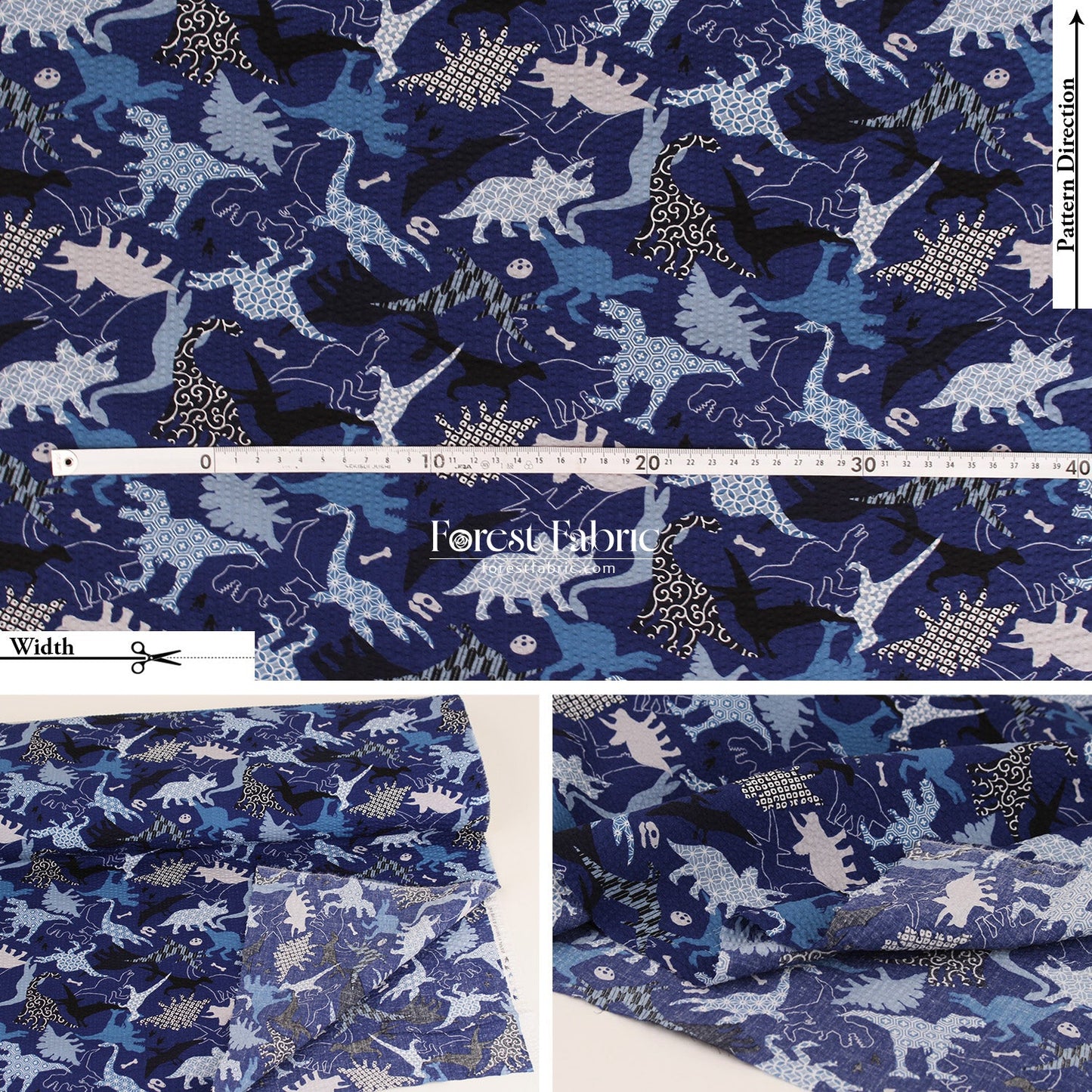 Seersucker cotton - Dinosaur fabric 泡泡棉 - FO:REST Fabric 布恩堂Liberty fabrictana lawnjapanese fabricykk zipper