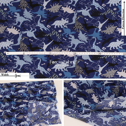 Seersucker cotton - Dinosaur fabric 泡泡棉 - FO:REST Fabric 布恩堂Liberty fabrictana lawnjapanese fabricykk zipper