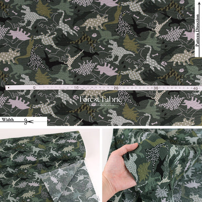 Seersucker cotton - Dinosaur fabric 泡泡棉 - FO:REST Fabric 布恩堂Liberty fabrictana lawnjapanese fabricykk zipper