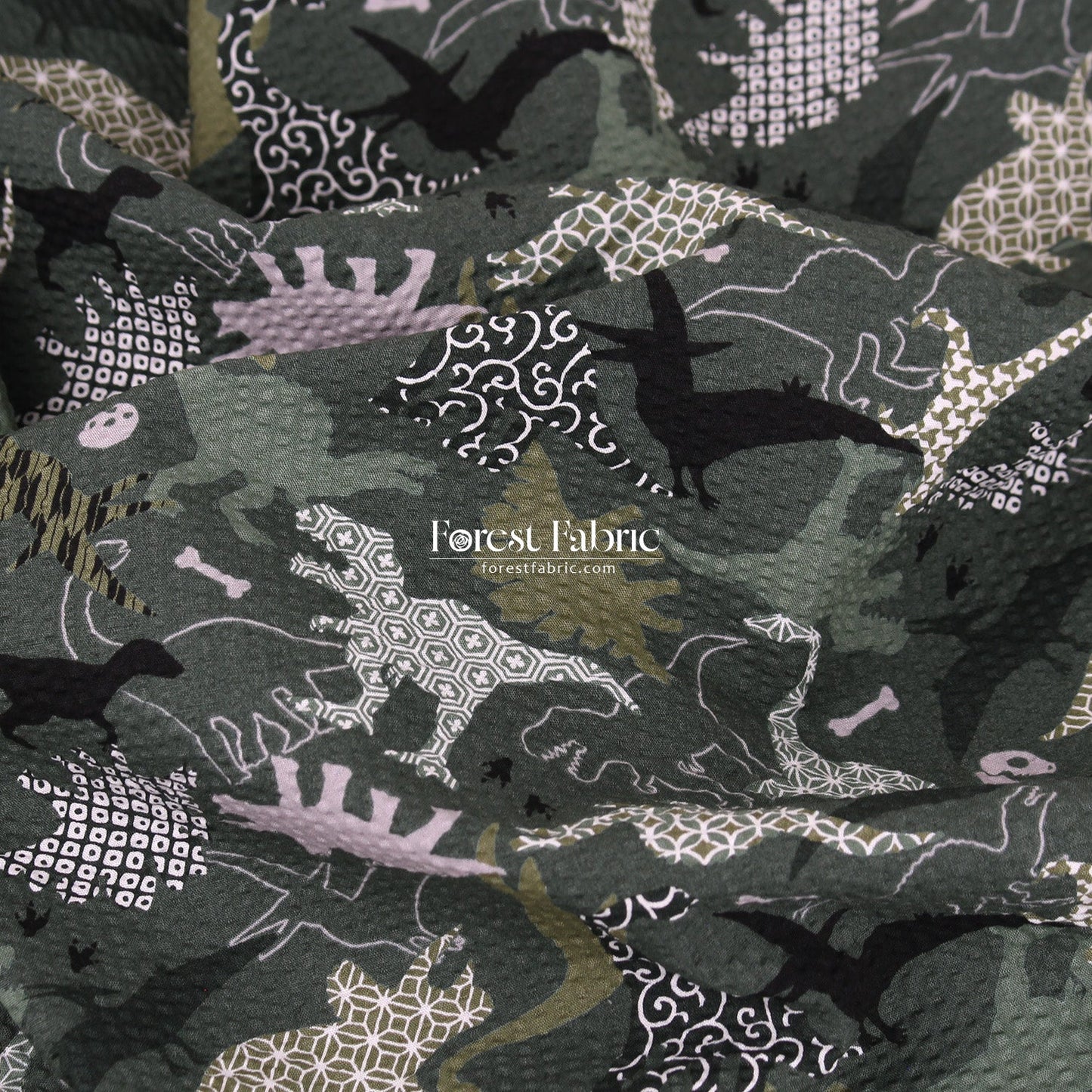 Seersucker cotton - Dinosaur fabric 泡泡棉 - FO:REST Fabric 布恩堂Liberty fabrictana lawnjapanese fabricykk zipper