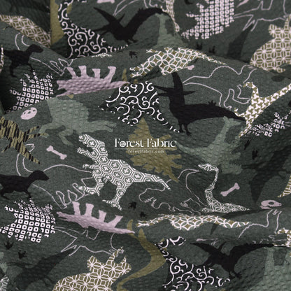 Seersucker cotton - Dinosaur fabric 泡泡棉 - FO:REST Fabric 布恩堂Liberty fabrictana lawnjapanese fabricykk zipper