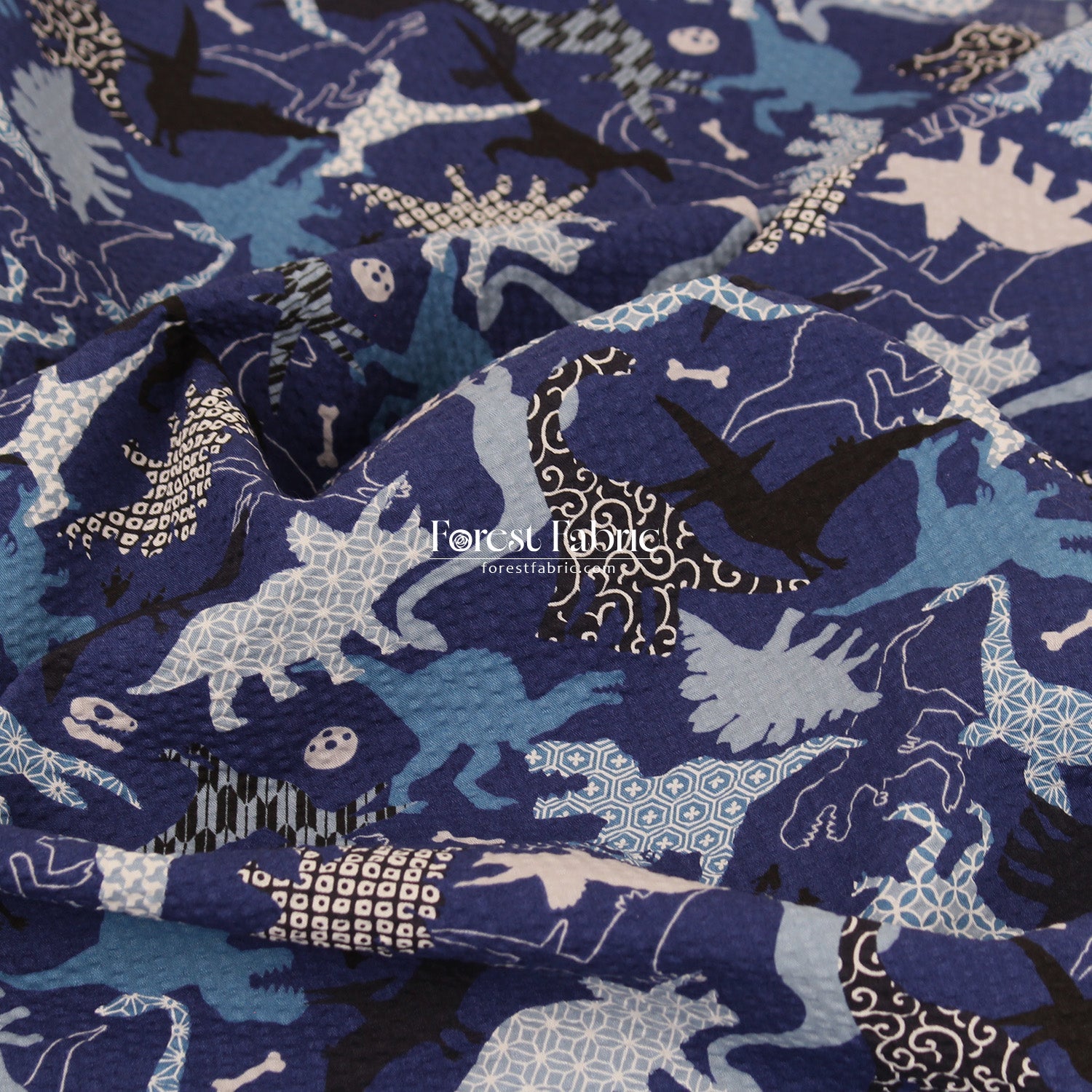 Seersucker cotton - Dinosaur fabric 泡泡棉 - FO:REST Fabric 布恩堂Liberty fabrictana lawnjapanese fabricykk zipper