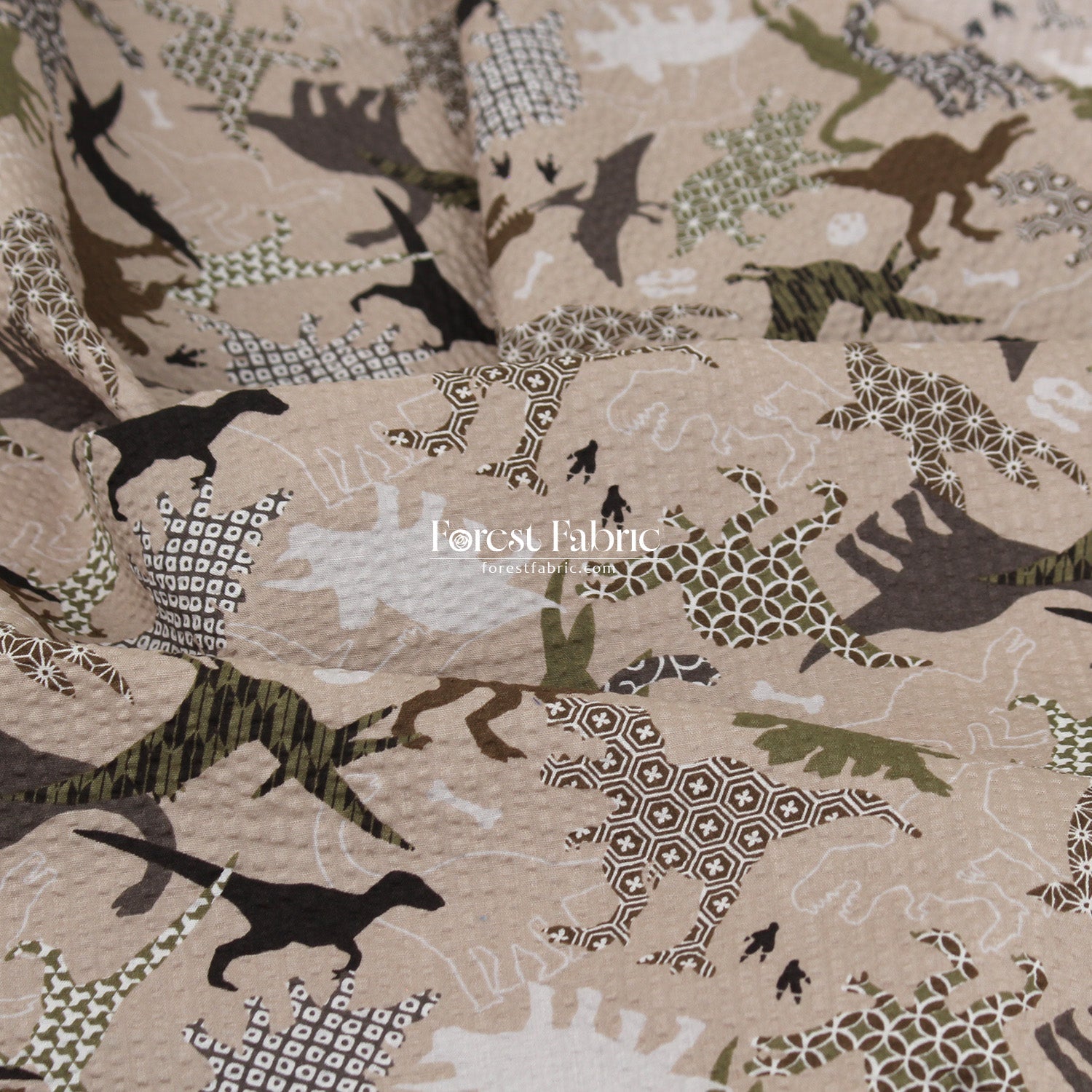 Seersucker cotton - Dinosaur fabric 泡泡棉 - FO:REST Fabric 布恩堂Liberty fabrictana lawnjapanese fabricykk zipper
