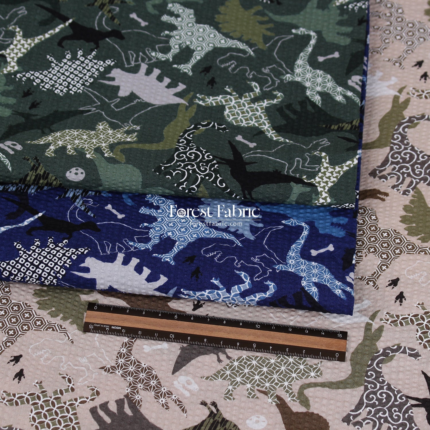 Seersucker cotton - Dinosaur fabric 泡泡棉 - FO:REST Fabric 布恩堂Liberty fabrictana lawnjapanese fabricykk zipper