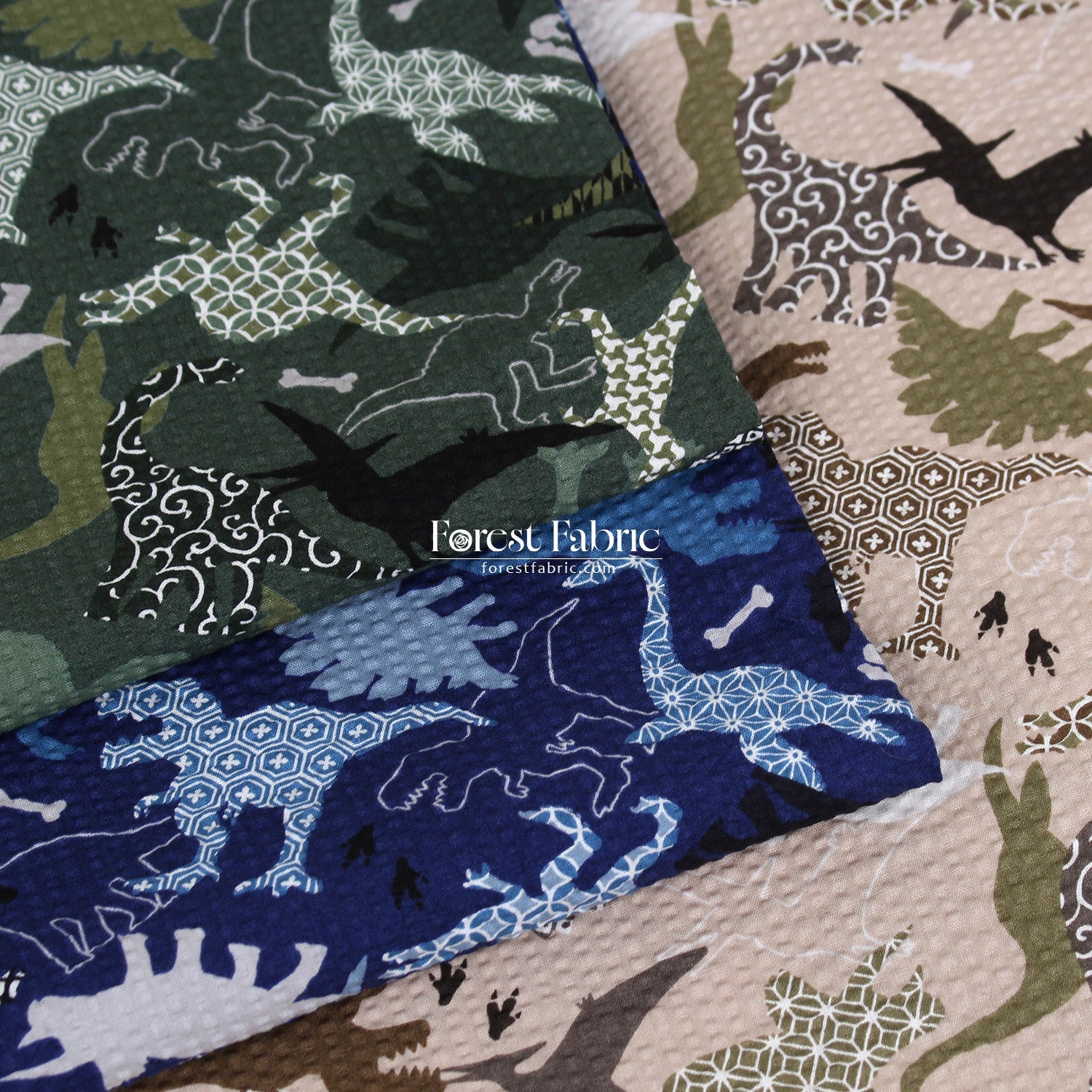 Seersucker cotton - Dinosaur fabric 泡泡棉 - FO:REST Fabric 布恩堂Liberty fabrictana lawnjapanese fabricykk zipper