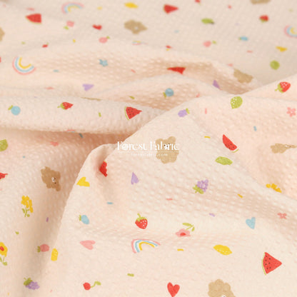 Seersucker cotton - Fruit Teddy Bear fabric 泡泡棉 - FO:REST Fabric 布恩堂Liberty fabrictana lawnjapanese fabricykk zipper