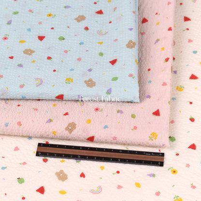 Seersucker cotton - Fruit Teddy Bear fabric 泡泡棉 - FO:REST Fabric 布恩堂Liberty fabrictana lawnjapanese fabricykk zipper