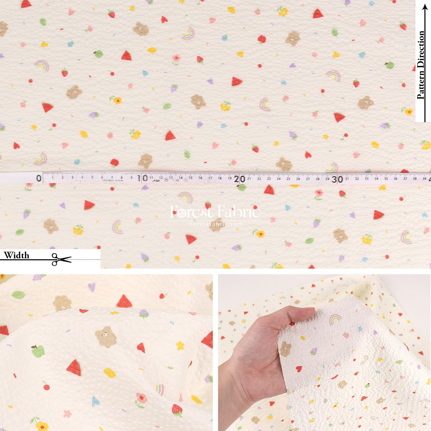 Seersucker cotton - Fruit Teddy Bear fabric 泡泡棉 - FO:REST Fabric 布恩堂Liberty fabrictana lawnjapanese fabricykk zipper