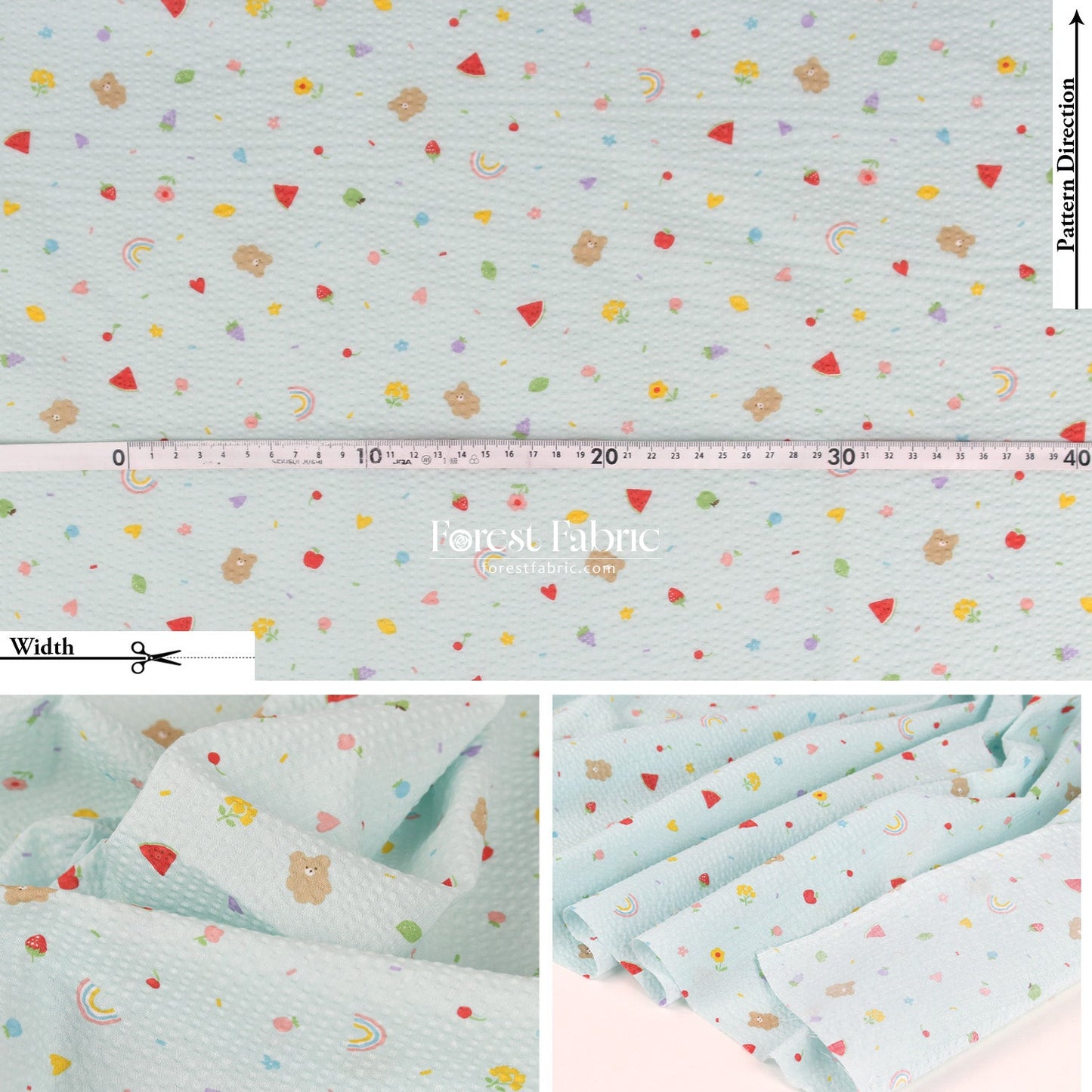 Seersucker cotton - Fruit Teddy Bear fabric 泡泡棉 - FO:REST Fabric 布恩堂Liberty fabrictana lawnjapanese fabricykk zipper