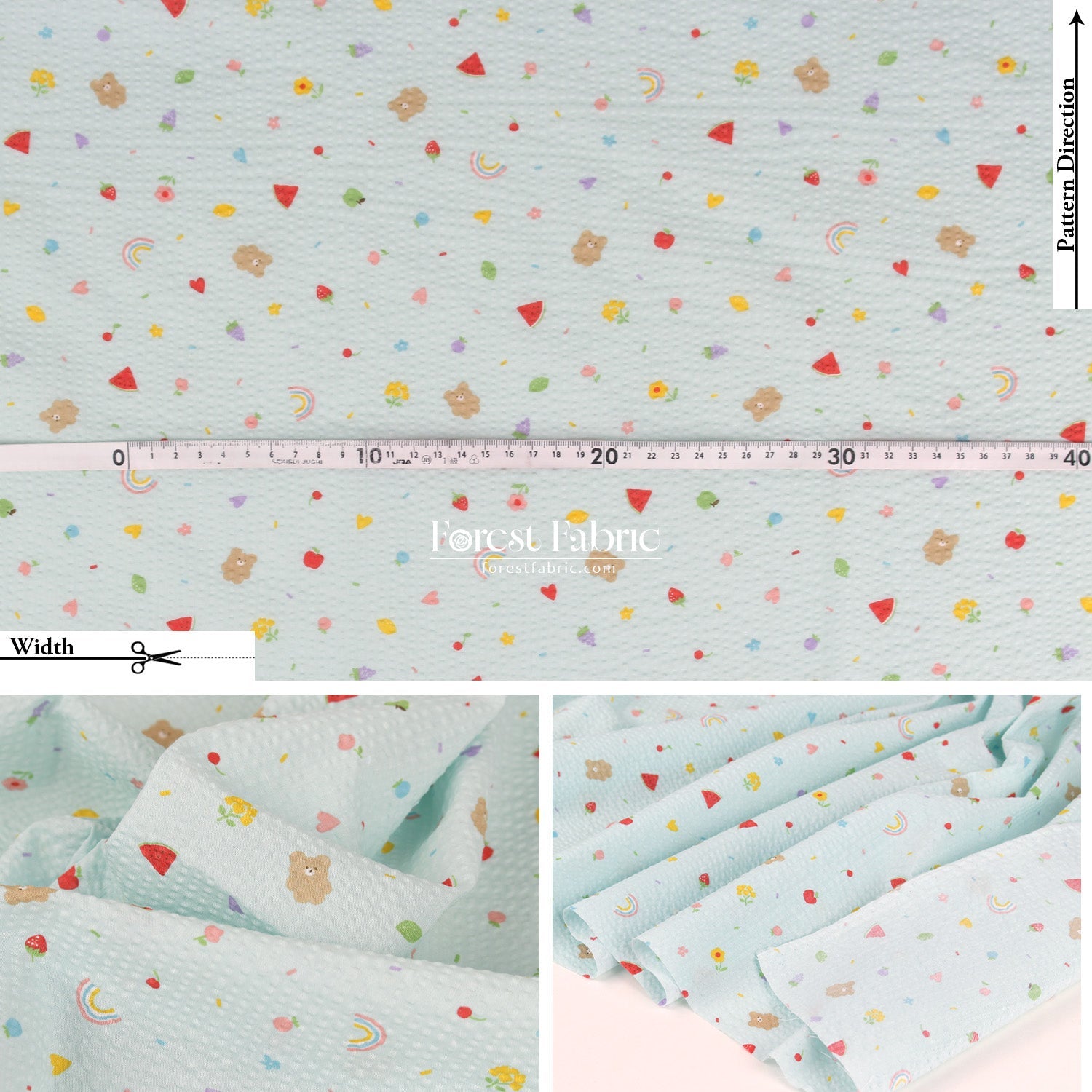 Seersucker cotton - Fruit Teddy Bear fabric 泡泡棉 - FO:REST Fabric 布恩堂Liberty fabrictana lawnjapanese fabricykk zipper