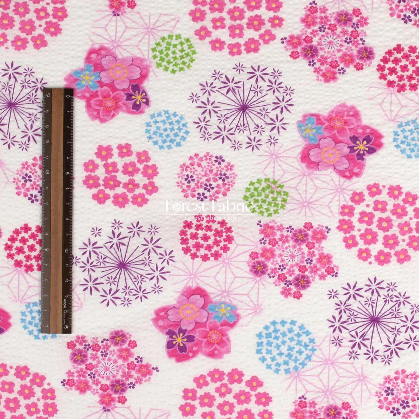Seersucker cotton - Japanese Cherry Blossom Floral fabric 泡泡棉 - FO:REST Fabric 布恩堂Liberty fabrictana lawnjapanese fabricykk zipper