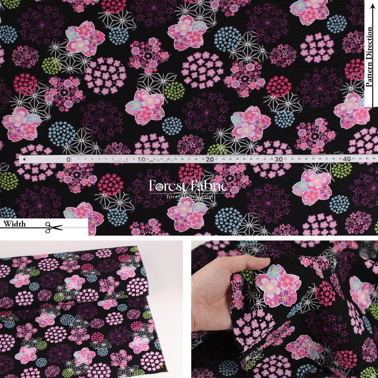 Seersucker cotton - Japanese Cherry Blossom Floral fabric 泡泡棉 - FO:REST Fabric 布恩堂Liberty fabrictana lawnjapanese fabricykk zipper