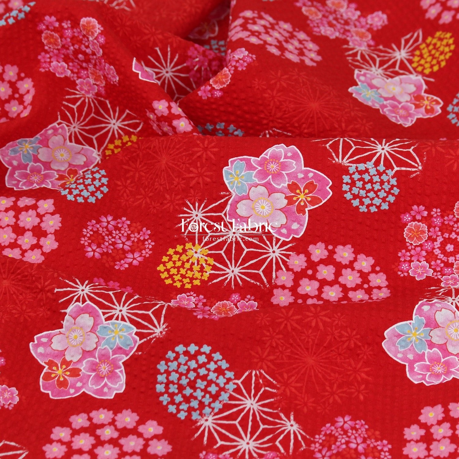 Seersucker cotton - Japanese Cherry Blossom Floral fabric 泡泡棉 - FO:REST Fabric 布恩堂Liberty fabrictana lawnjapanese fabricykk zipper