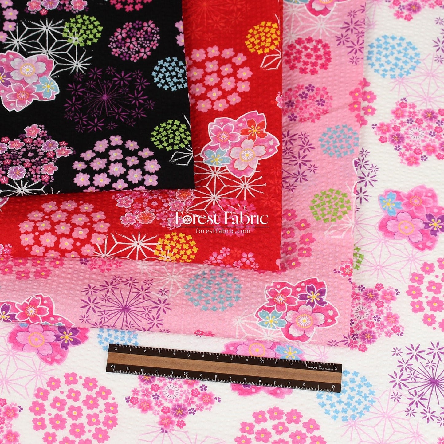 Seersucker cotton - Japanese Cherry Blossom Floral fabric 泡泡棉 - FO:REST Fabric 布恩堂Liberty fabrictana lawnjapanese fabricykk zipper