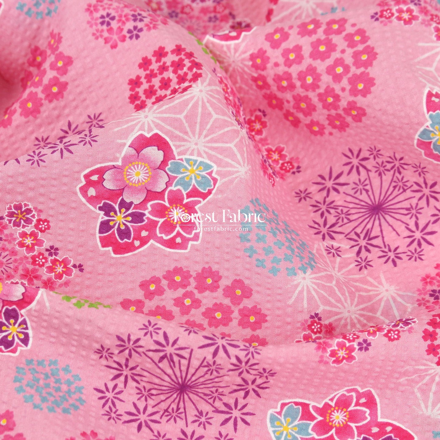 Seersucker cotton - Japanese Cherry Blossom Floral fabric 泡泡棉 - FO:REST Fabric 布恩堂Liberty fabrictana lawnjapanese fabricykk zipper
