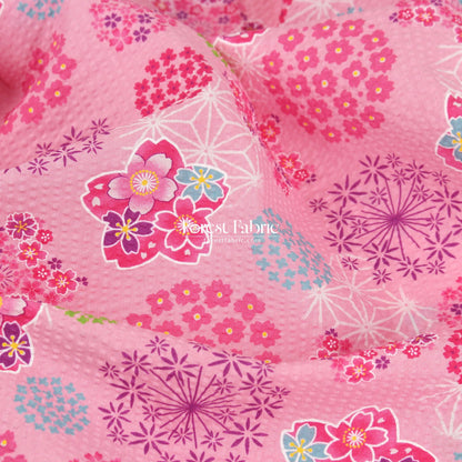 Seersucker cotton - Japanese Cherry Blossom Floral fabric 泡泡棉 - FO:REST Fabric 布恩堂Liberty fabrictana lawnjapanese fabricykk zipper