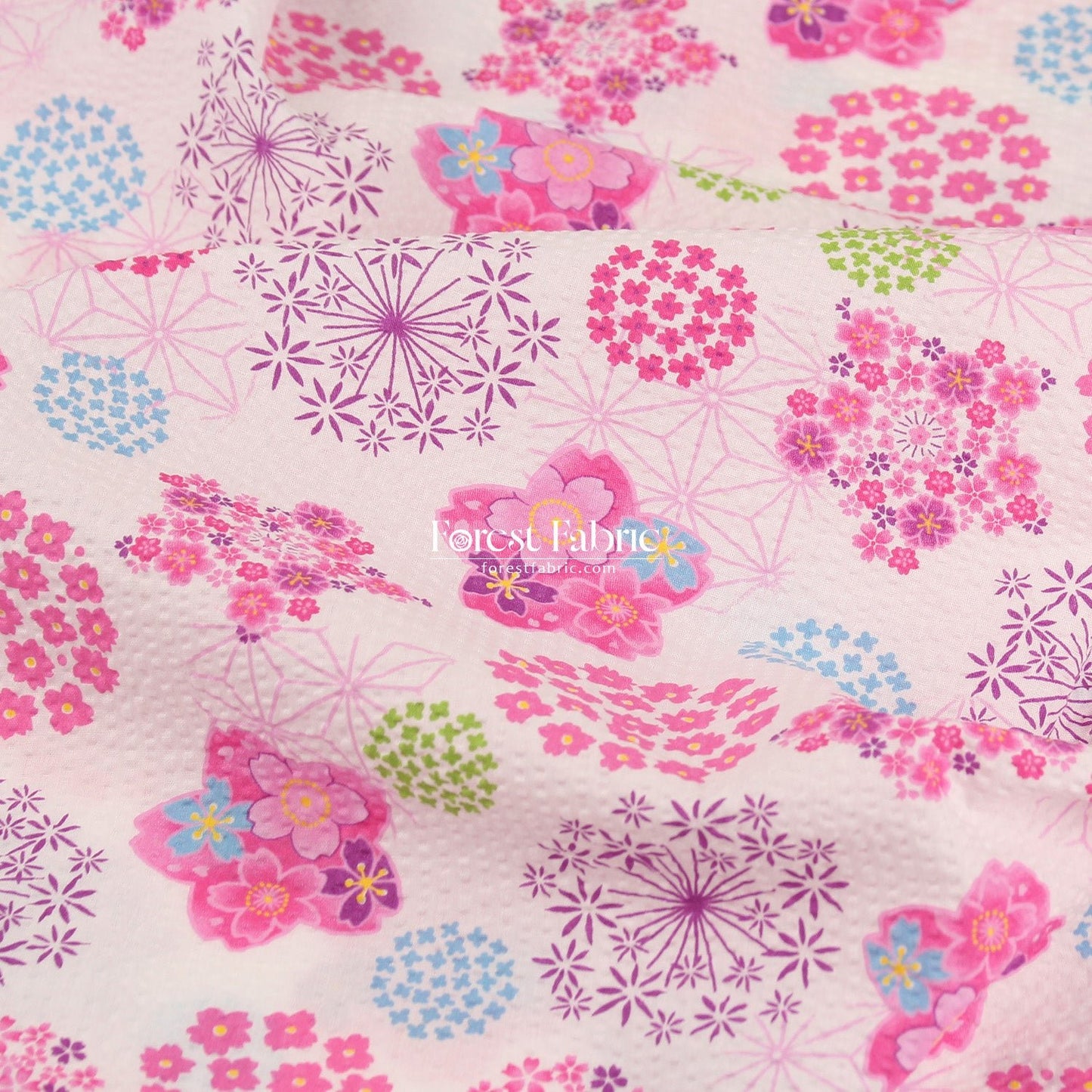 Seersucker cotton - Japanese Cherry Blossom Floral fabric 泡泡棉 - FO:REST Fabric 布恩堂Liberty fabrictana lawnjapanese fabricykk zipper