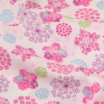 Seersucker cotton - Japanese Cherry Blossom Floral fabric 泡泡棉 - FO:REST Fabric 布恩堂Liberty fabrictana lawnjapanese fabricykk zipper