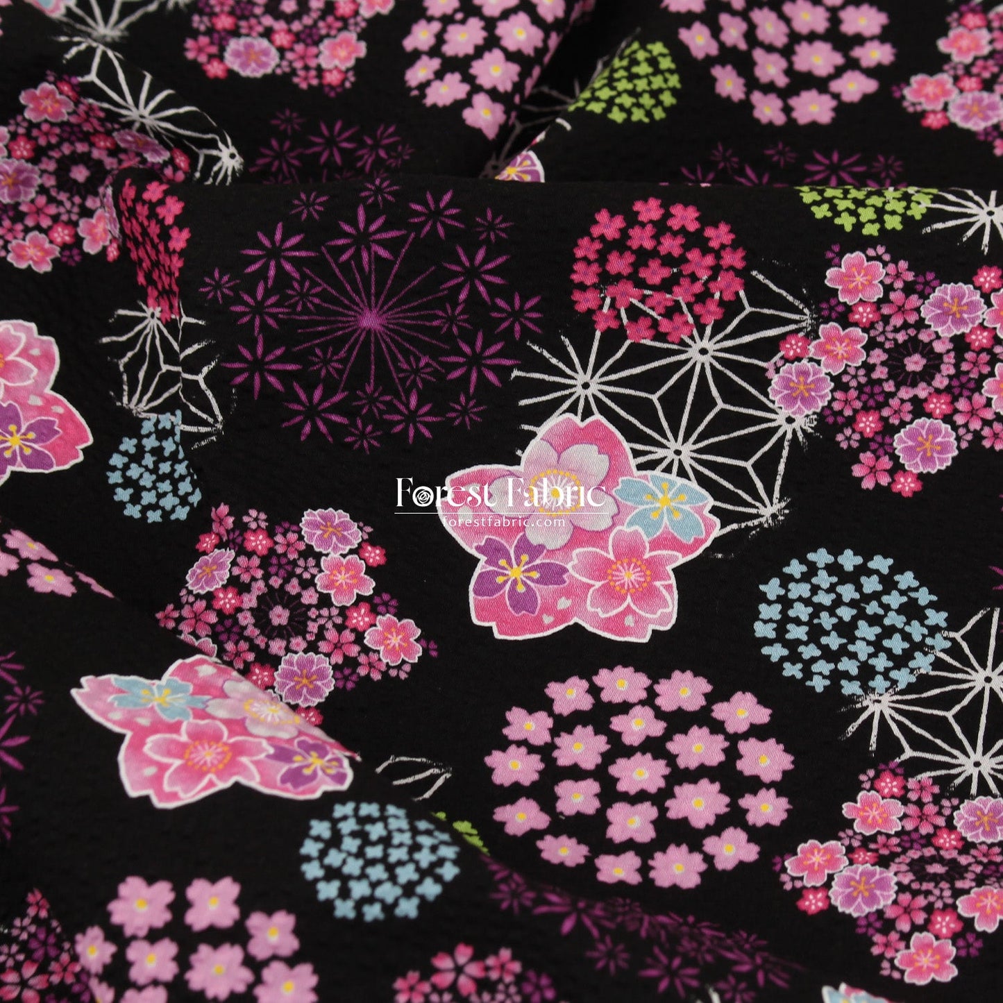 Seersucker cotton - Japanese Cherry Blossom Floral fabric 泡泡棉 - FO:REST Fabric 布恩堂Liberty fabrictana lawnjapanese fabricykk zipper