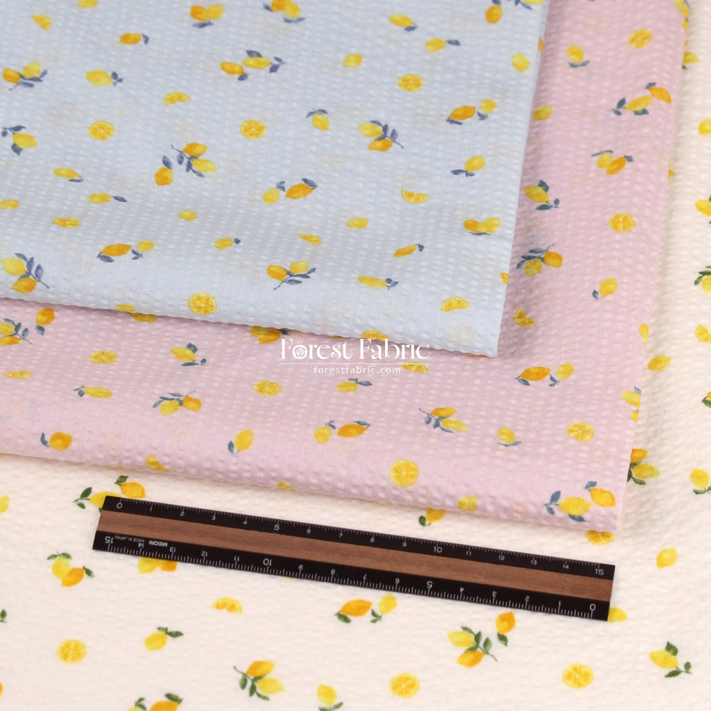 Seersucker cotton - Little Lemon fabric 泡泡棉 - FO:REST Fabric 布恩堂Liberty fabrictana lawnjapanese fabricykk zipper
