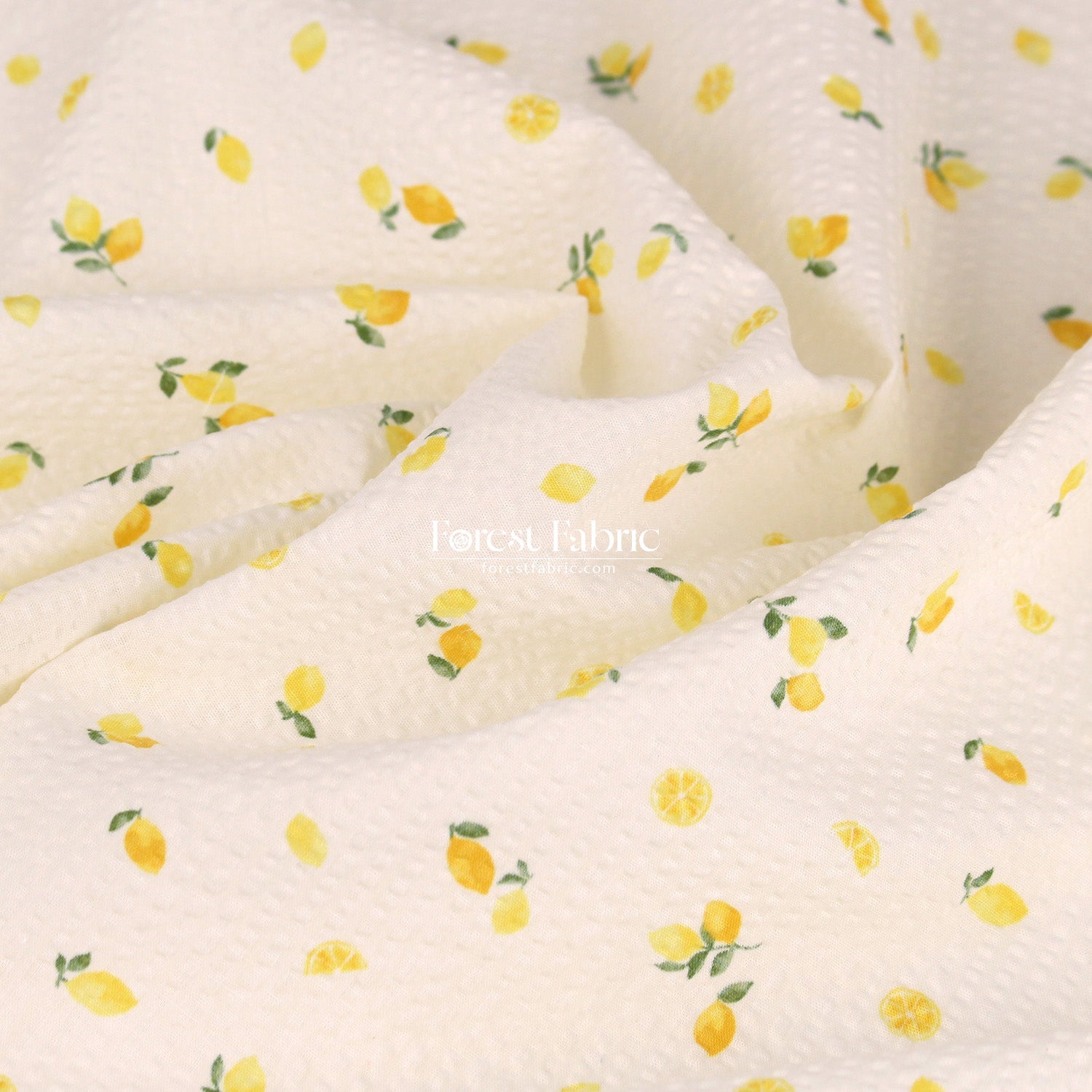 Seersucker cotton - Little Lemon fabric 泡泡棉 - FO:REST Fabric 布恩堂Liberty fabrictana lawnjapanese fabricykk zipper