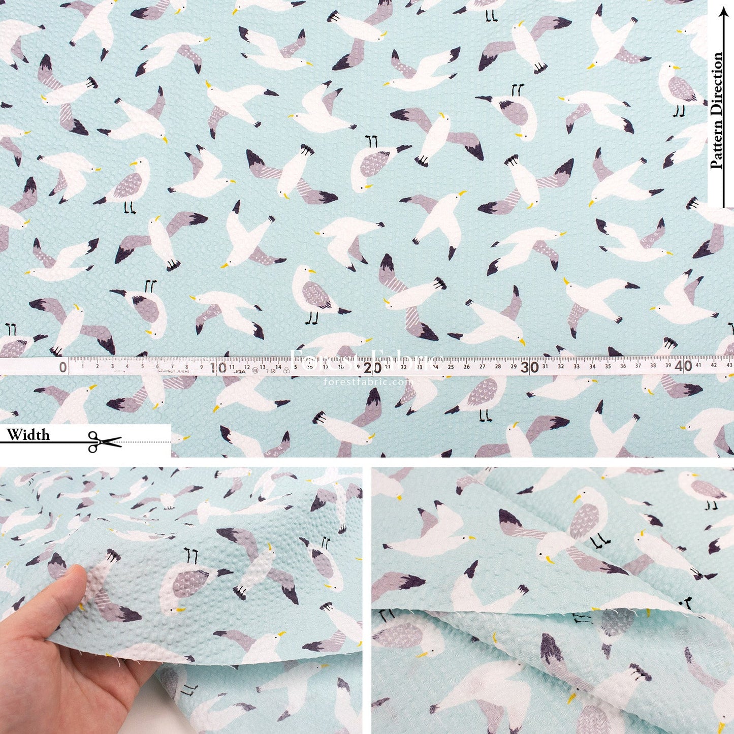 Seersucker cotton - Seagull fabric - FO:REST Fabric 布恩堂Liberty fabrictana lawnjapanese fabricykk zipper