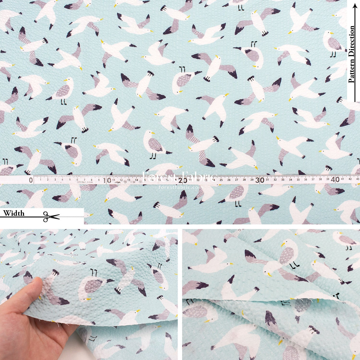Seersucker cotton - Seagull fabric - FO:REST Fabric 布恩堂Liberty fabrictana lawnjapanese fabricykk zipper