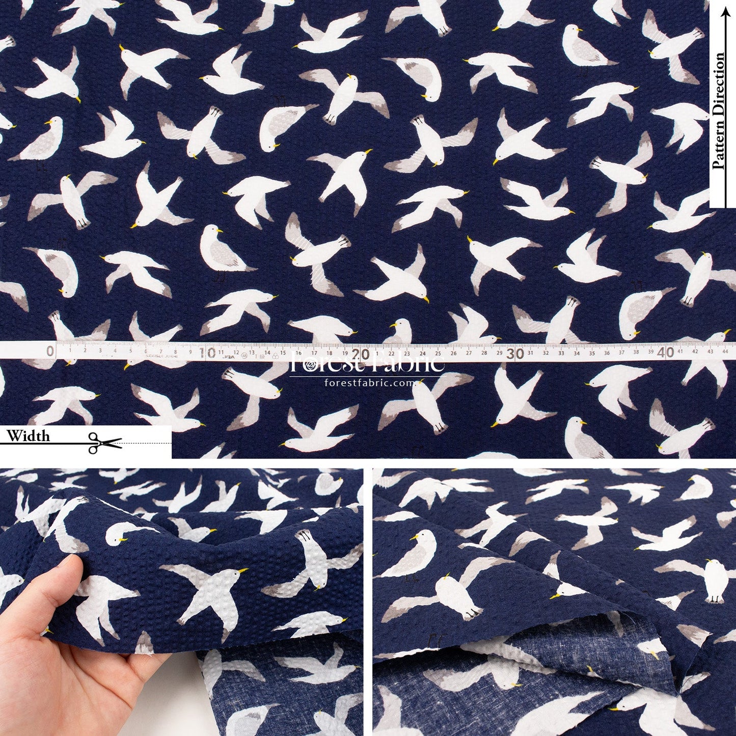 Seersucker cotton - Seagull fabric - FO:REST Fabric 布恩堂Liberty fabrictana lawnjapanese fabricykk zipper