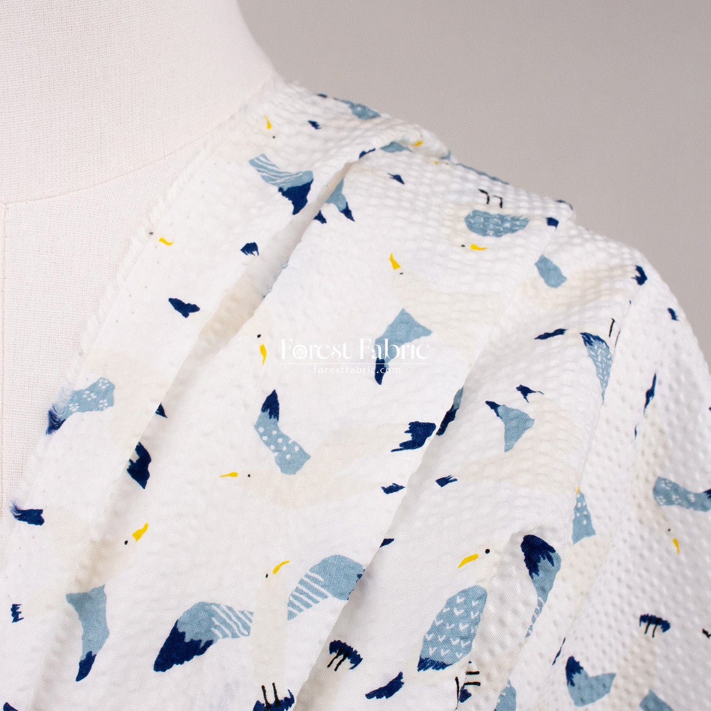 Seersucker cotton - Seagull fabric - FO:REST Fabric 布恩堂Liberty fabrictana lawnjapanese fabricykk zipper