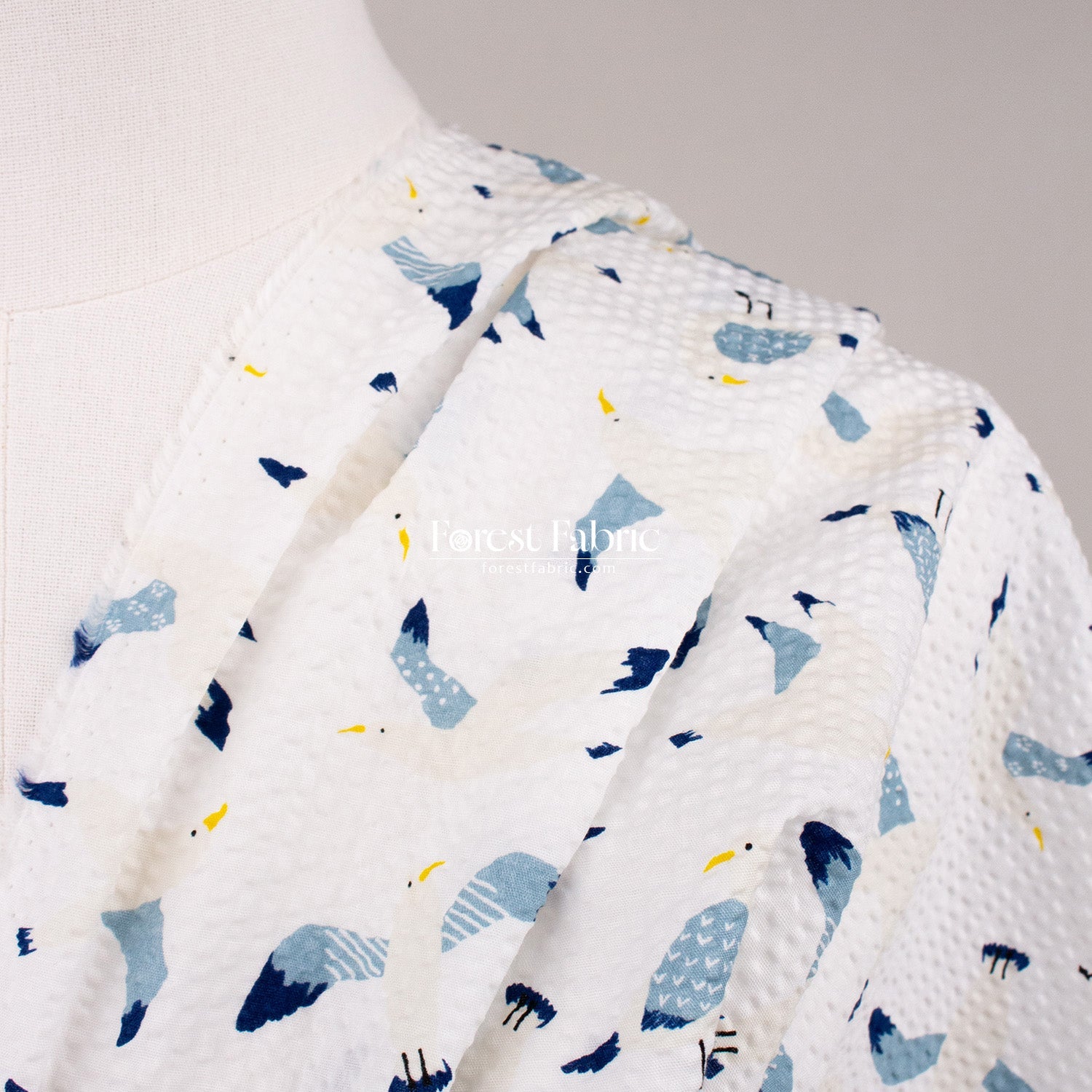 Seersucker cotton - Seagull fabric - FO:REST Fabric 布恩堂Liberty fabrictana lawnjapanese fabricykk zipper