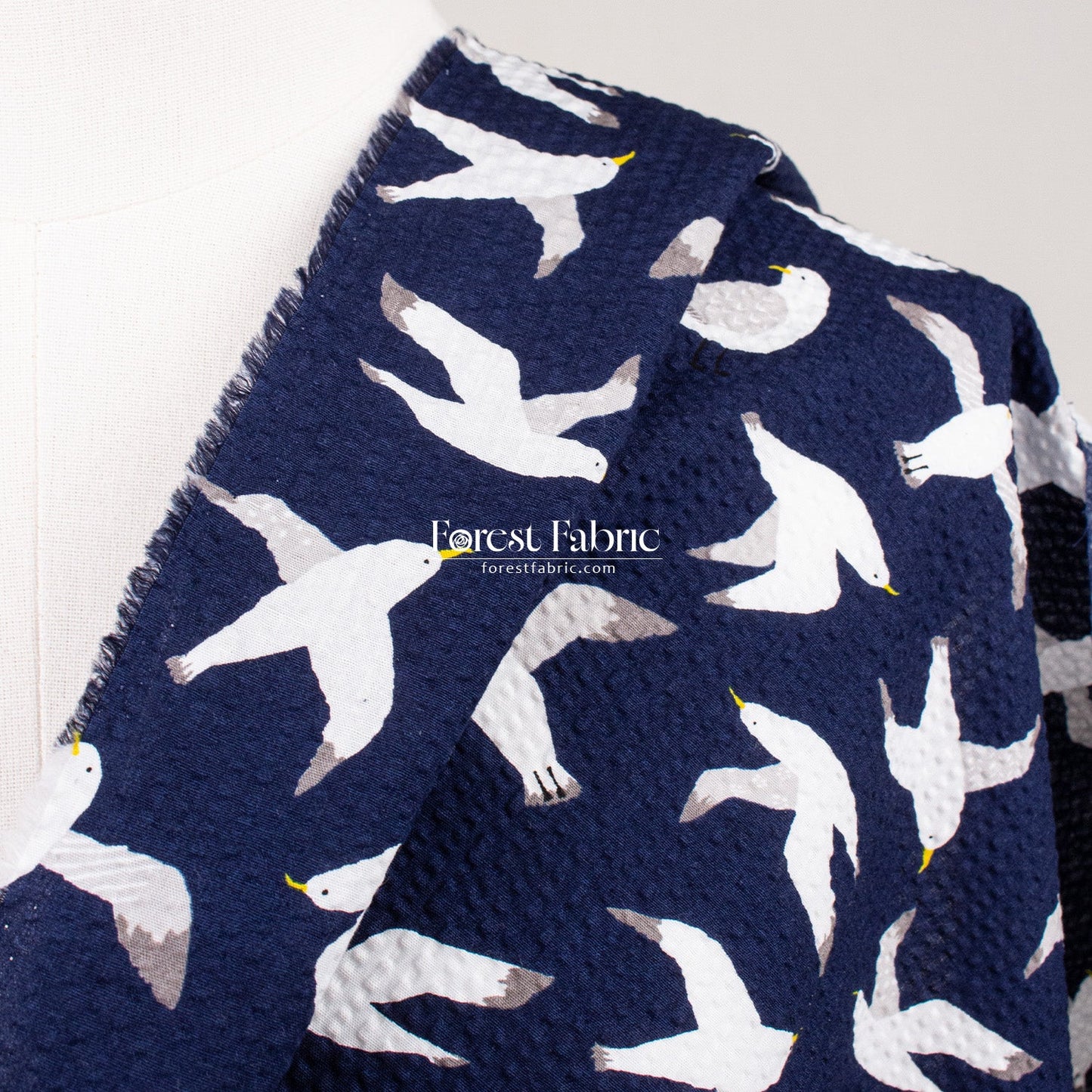 Seersucker cotton - Seagull fabric - FO:REST Fabric 布恩堂Liberty fabrictana lawnjapanese fabricykk zipper