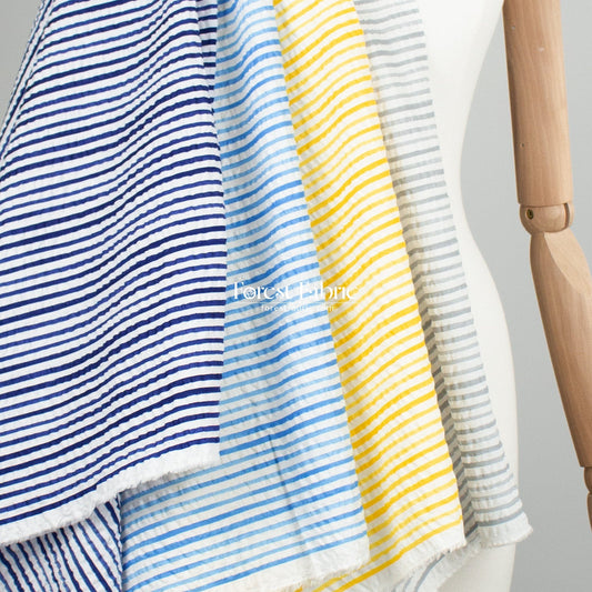 Seersucker cotton - strips fabric - FO:REST Fabric 布恩堂Liberty fabrictana lawnjapanese fabricykk zipper