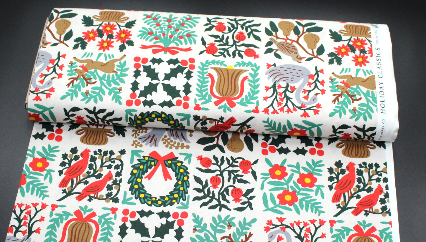 cotton - Holiday Tapestry Cream Large fabric