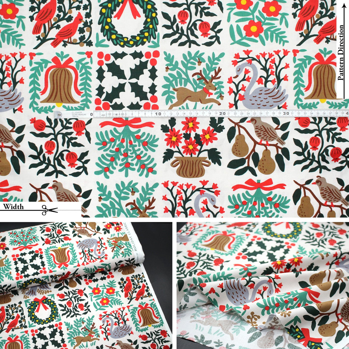 cotton - Holiday Tapestry Cream Large fabric