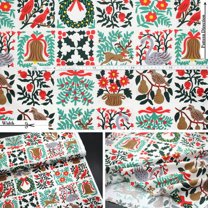 cotton - Holiday Tapestry Cream Large fabric