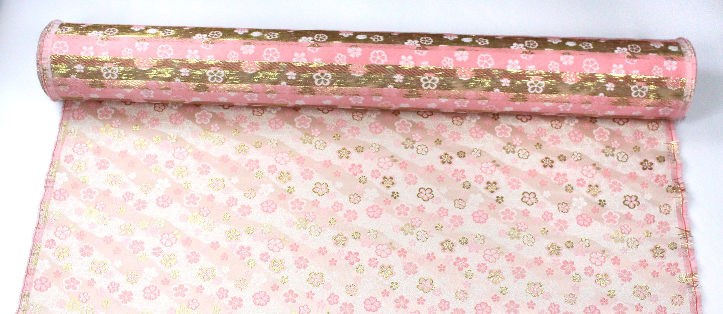 Gold Brocade - sakura fabric Pink