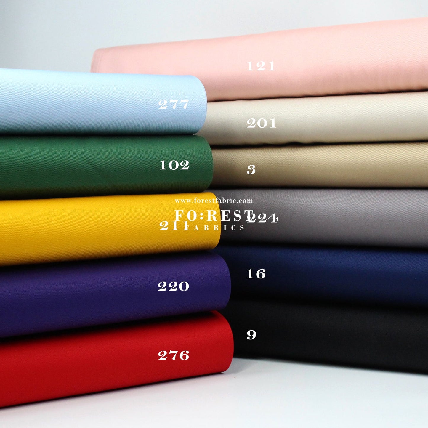 Twill cotton - Solid fabric 斜紋 - FO:REST Fabric 布恩堂Liberty fabrictana lawnjapanese fabricykk zipper