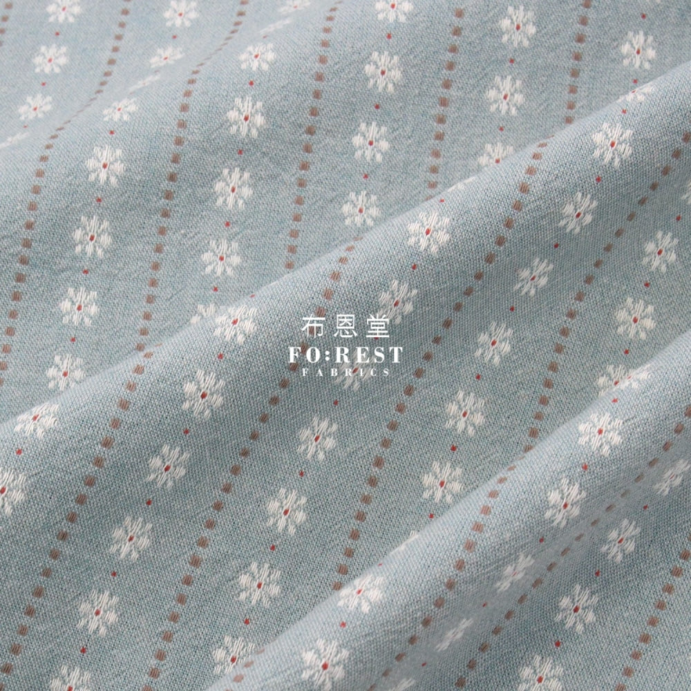 Yarn Dyed Cotton - Flower Fabric Blue