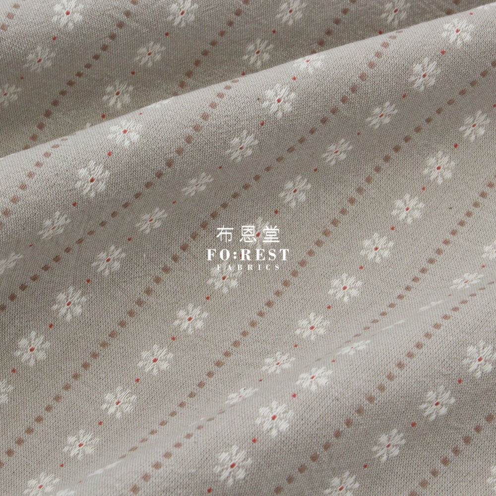 Yarn Dyed Cotton - Flower Fabric Light Brown