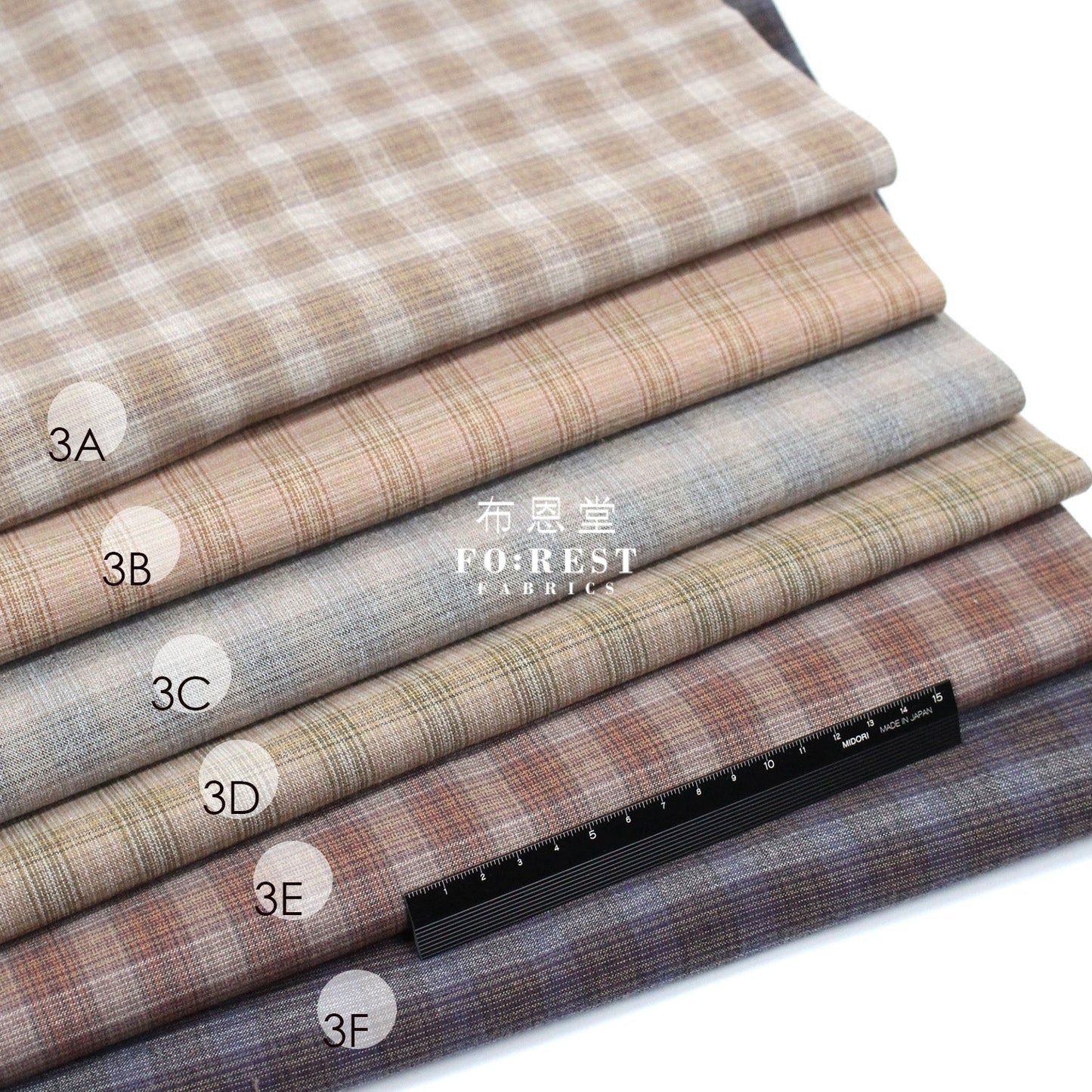 Yarn dyed cotton - Grid 3 fabric - FO:REST Fabric 布恩堂Liberty fabrictana lawnjapanese fabricykk zipper